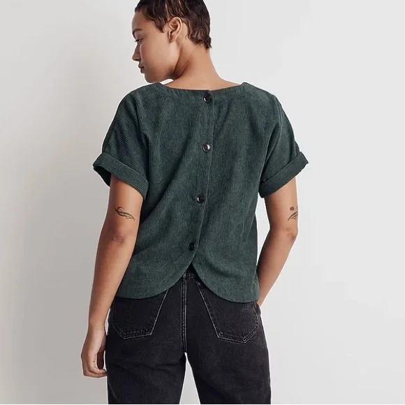 Madewell Corduroy V-Neck Top NI323 - Picture 4 of 6